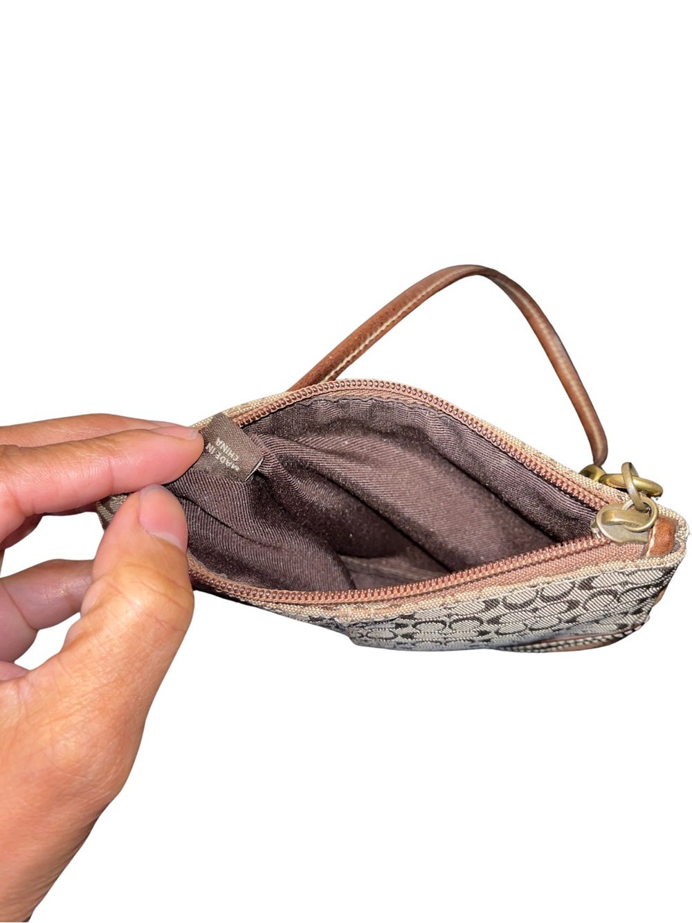 Coach Signature C Monogram Canvas/Suede Wristlet - Picture 11 of 11